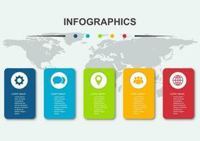 Infographic design template with 5 rounded regtangles vector