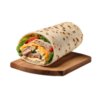 ai généré pita rouleau avec viandes fromage légumes isolé sur transparent Contexte png