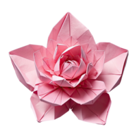 AI generated origami a pink flower isolated on transparent background png