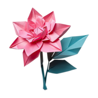 ai generato origami un' rosa fiore isolato su trasparente sfondo png