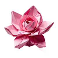 AI generated origami a pink flower isolated on transparent background png