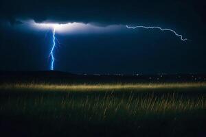 AI generated a lightning bolt is seen over a field photo