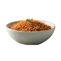 AI generated plate with red lentil cereal for healthy breakfast isolated on transparent background png