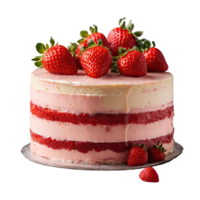AI generated cake made with strawberries isolated on transparent background png