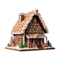 AI generated gingerbread house isolated on transparent background png