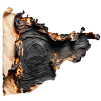 AI generated burnt and charred paper isolated on transparent background png