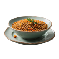 AI generated plate with red lentil cereal for healthy breakfast isolated on transparent background png