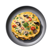 AI generated vegetable and mushroom omelet isolated on transparent background png