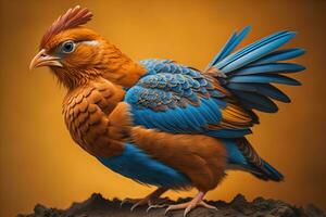 AI generated Colorful chicken on a solid color background, studio photo. ai generative photo