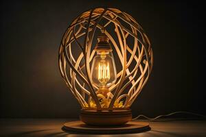 AI generated Vintage lamp on a dark background. generative ai photo