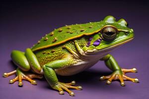 AI generated European tree frog, Hyla arborea isolated on solid colour background. ai generative photo