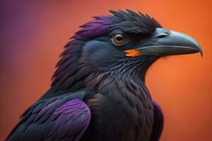 AI generated Portrait of a griffon crow on a colorful background. generative ai photo