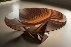 AI generated Interior of a living room with a glass table. ai generative photo