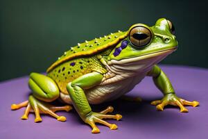 AI generated European tree frog, Hyla arborea isolated on solid colour background. ai generative photo