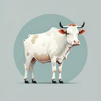 ai generado vaca aislado en gris antecedentes. vector ilustración en retro estilo. granja animal. generativo ai foto