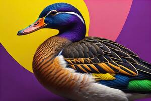 AI generated Beautiful duck on a solid color background. ai generative photo