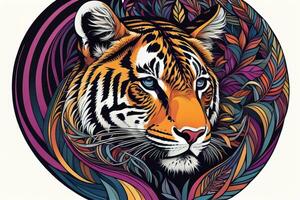 AI generated Tiger head with colorful background. ai generative photo