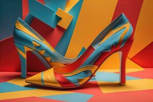 AI generated Men's shoes on a solid colour background. Studio shot. ai generative photo