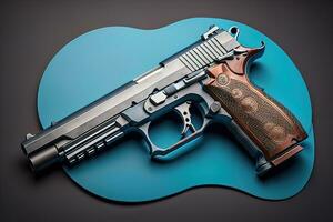 AI generated Semi-automatic handgun on a solid color background. Close-up. ai generative photo