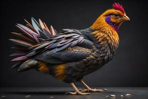 AI generated Colorful chicken on a solid color background, studio photo. ai generative photo
