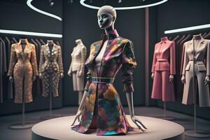 AI generated Futuristic fashion mannequin in the store. ai generative photo