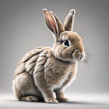 AI generated Easter bunny on a solid color background. ai generative photo