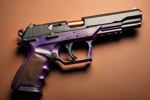 AI generated Semi-automatic handgun on a solid color background. Close-up. ai generative photo