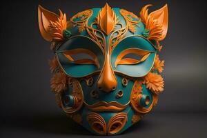 AI generated Mardi Gras mask isolated on solid color background. ai generative photo