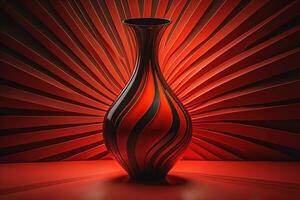 AI generated Empty vase on red background. generative ai photo