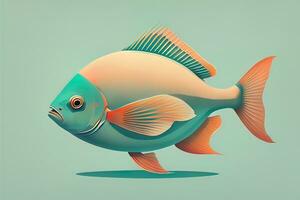 ai generado ilustración de un pescado en un azul fondo, vector ilustración. ai generativo foto