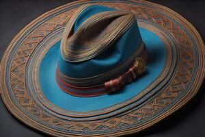 ai generado de moda sombrero en un sólido color antecedentes. ai generativo foto