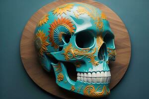 AI generated Day of the Dead sugar skull. Mexican sugar skull. ai generative photo