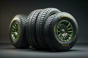 AI generated Car tires on a solid color background. ai generative photo