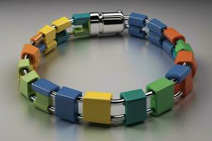 AI generated Colorful bracelets on a gray background. generative ai photo