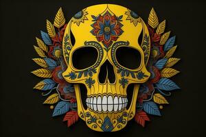 AI generated Day of the Dead sugar skull. Mexican sugar skull. ai generative photo