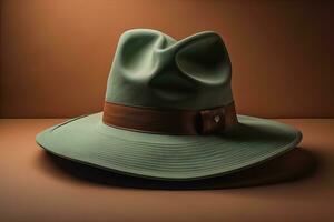 ai generado de moda sombrero en un sólido color antecedentes. ai generativo foto