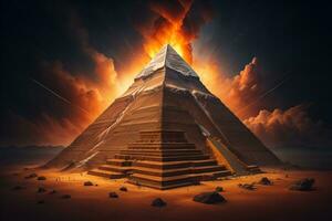 AI generated Creative and colorful pyramid on a solid color background. ai generative photo