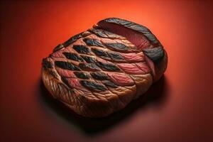 AI generated Raw beef sirloin steak with ingredients for cooking on wooden background. ai generative photo