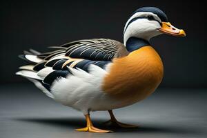 AI generated Beautiful duck isolated on black background with copy space. generative ai photo