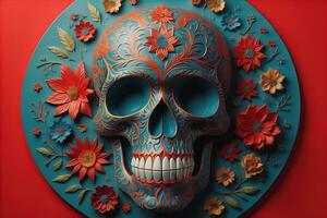 AI generated Day of the Dead sugar skull. Mexican sugar skull. ai generative photo