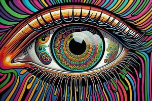 AI generated Colorful eye. Psychedelic background. Vector illustration. ai generative photo