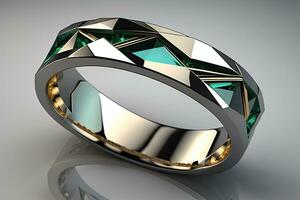 AI generated wedding ring with diamond. generative ai photo