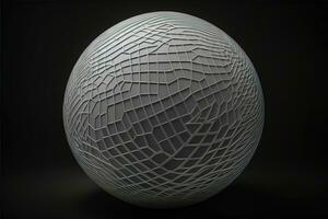 AI generated A white sphere with a pattern on a black background. generative ai photo