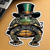 ai generado Tortuga en un sombrero y un parte superior sombrero. vector ilustración. generativo ai foto