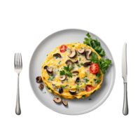 AI generated vegetable and mushroom omelet isolated on transparent background png