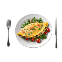 AI generated vegetable and mushroom omelet isolated on transparent background png