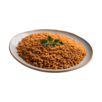 AI generated plate with red lentil cereal for healthy breakfast isolated on transparent background png