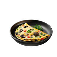 AI generated vegetable and mushroom omelet isolated on transparent background png