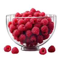 AI generated bowl with raspberries isolated on transparent background png