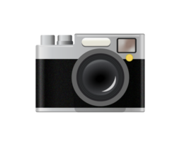 clásico profesión negro, plata caja cámara icono con lente png